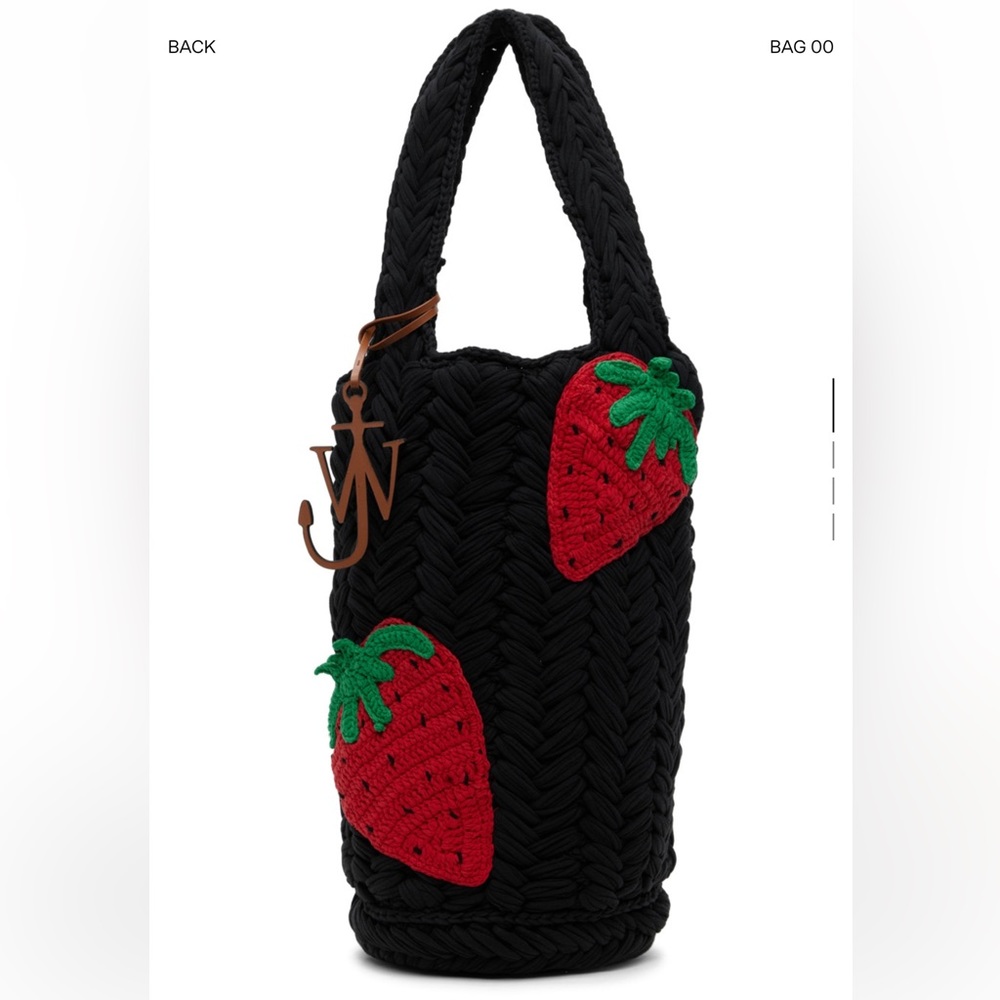 JW ANDERSON Black Knit Strawberry Shopper Bag 🍓